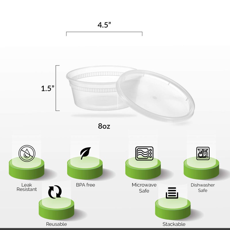 Basix [48 Count 8 Oz Combo] Disposable plastic Deli Food Storage Containers With Plastic Lids, Leakproof, Great For Meal Prep, Picnic, Take Out, traveling, Fruits, Snack, or Liquids - Image 4